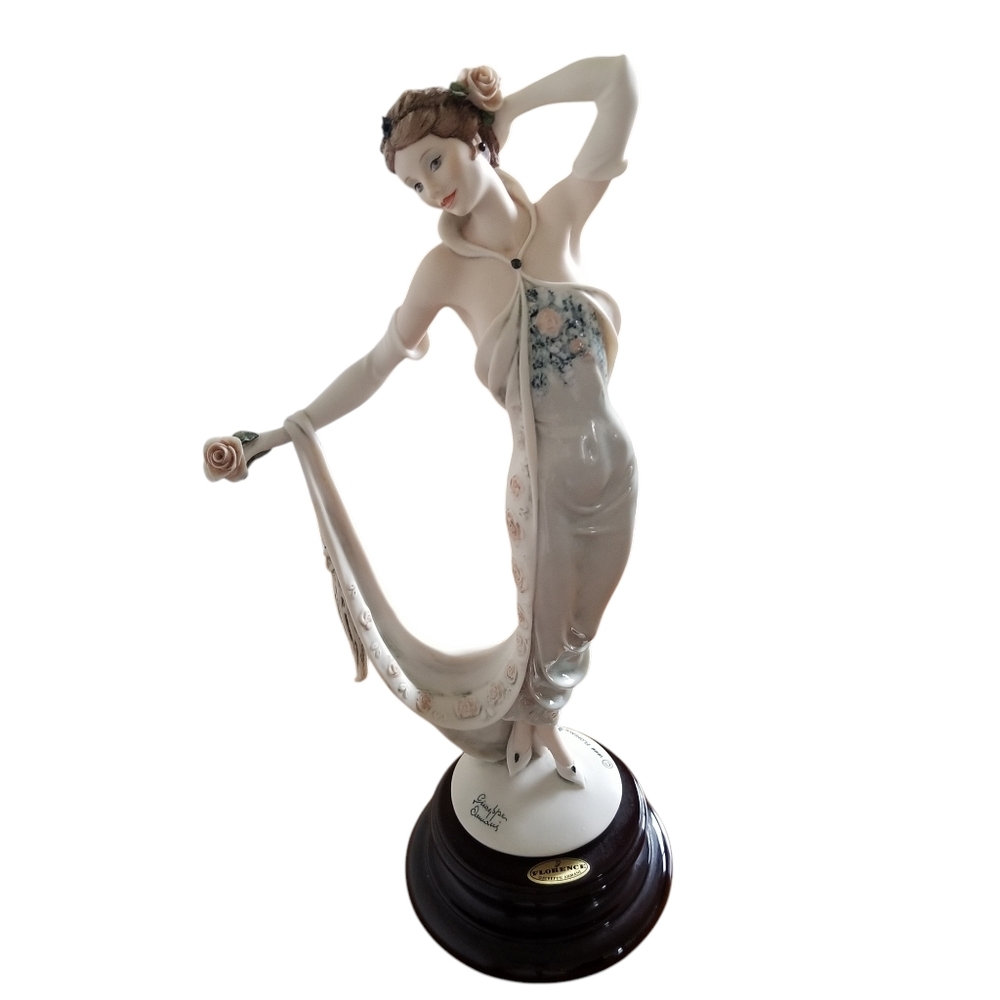 Figurine Dama Art Deco Con Rose Love Giuseppe Armani